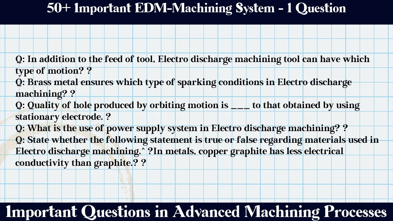MCQ Questions EDM-Machining System - 1 with Answers