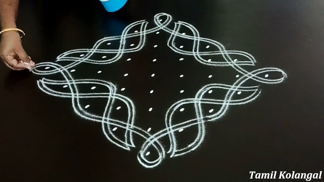 2 simple kambi kolam|sikku kolam with 9 dots|melikala muggulu|sikku kolangal|kolam with dots|muggulu