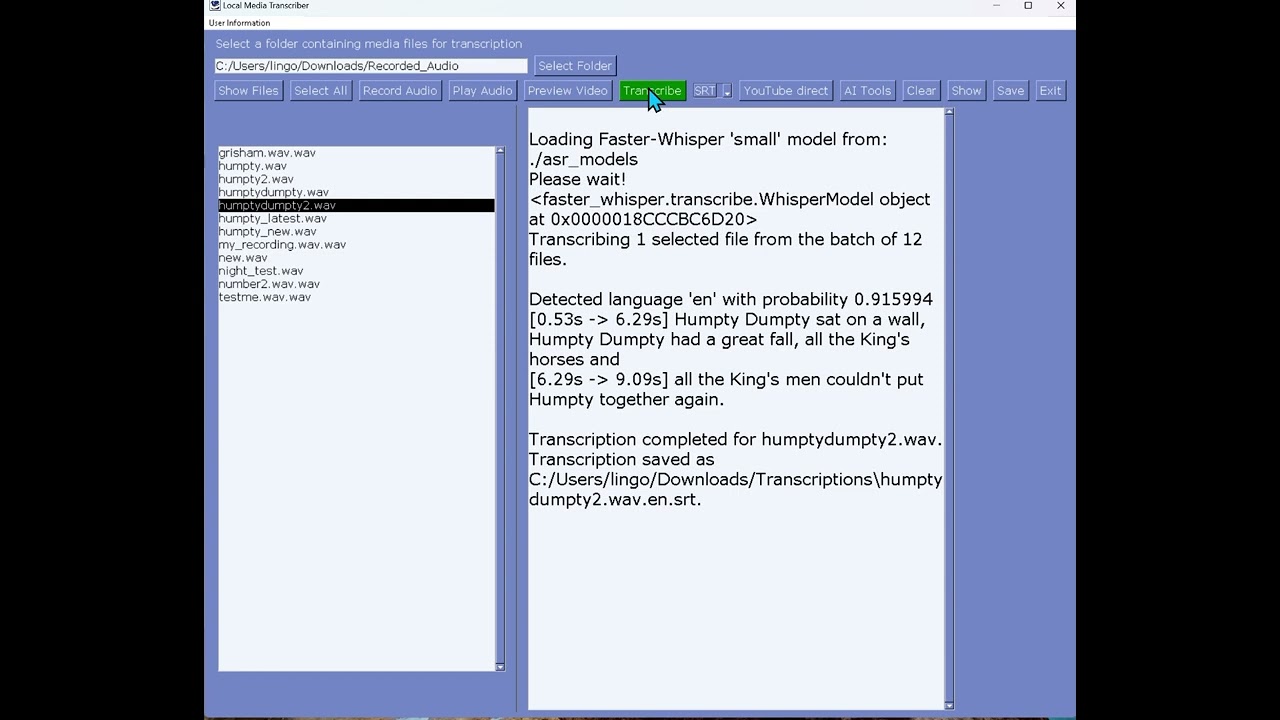 Secure offline transcription