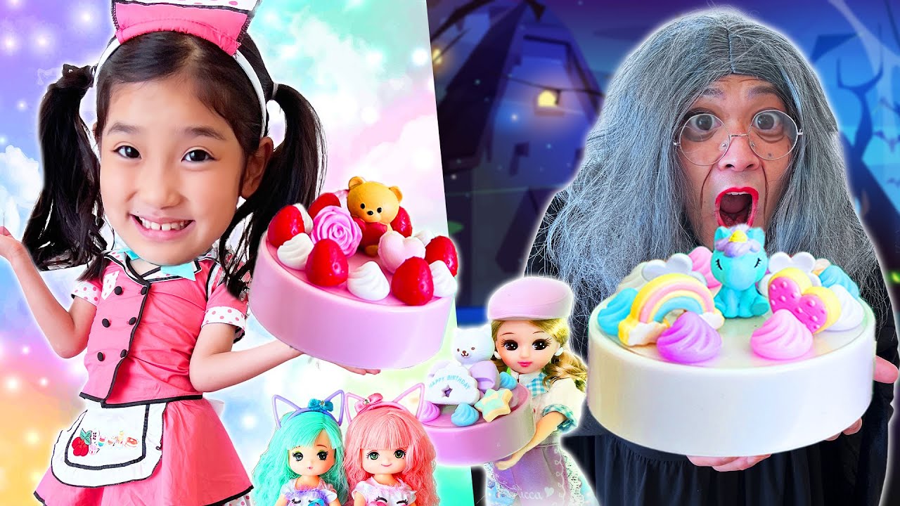 パティシエになって双子の妹にお誕生日ケーキを作ろう！お店屋さんごっこ　リカちゃんゆめdecoパティシエ　ポンポンホイップ