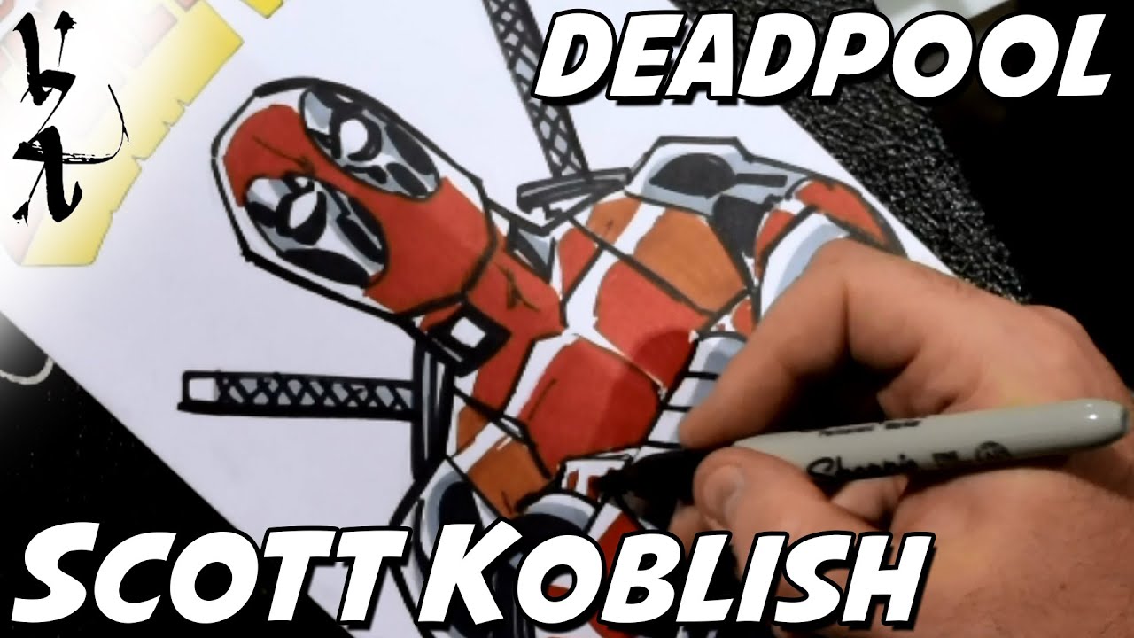 Scott Koblish drawing Deadpool