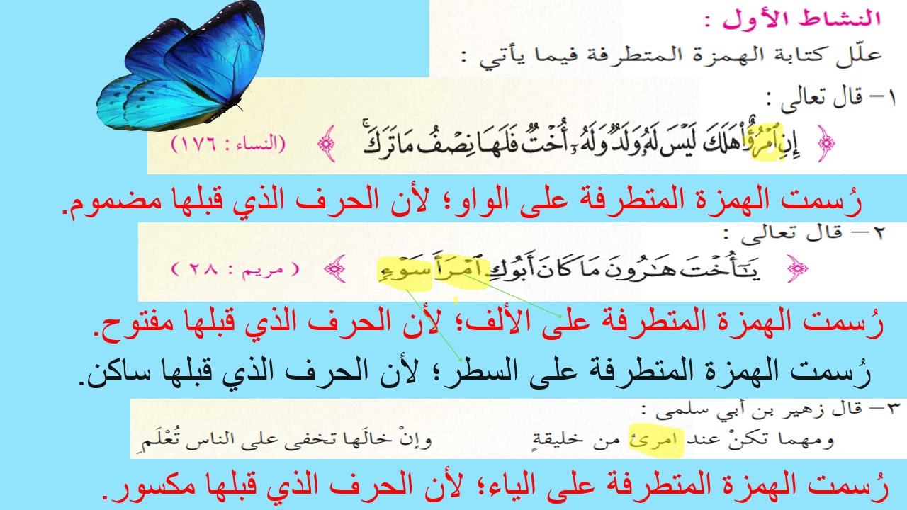تطبيقات على الهمزة المتطرفة (تاسع)