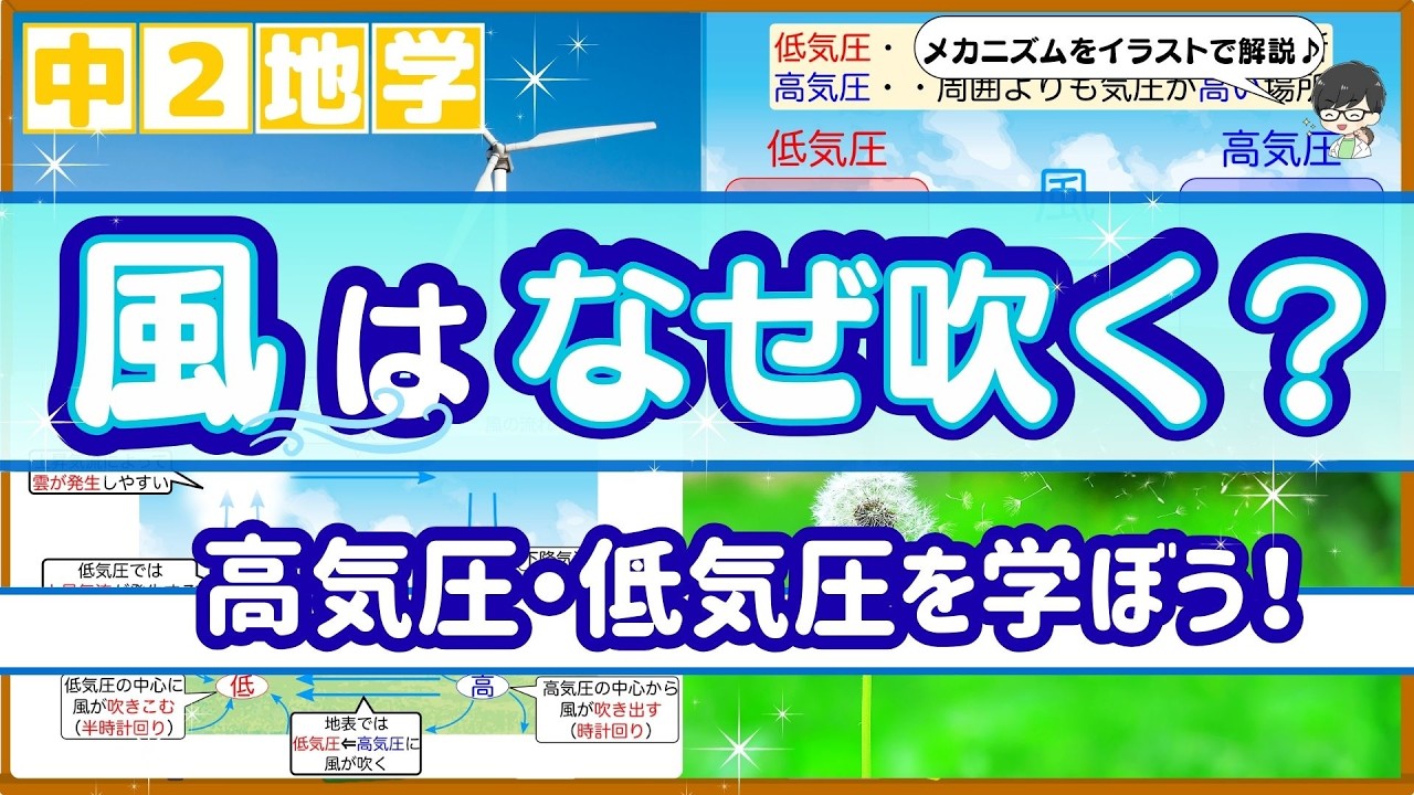 高気圧・低気圧について解説♪風が吹くメカニズム！【中２地学】