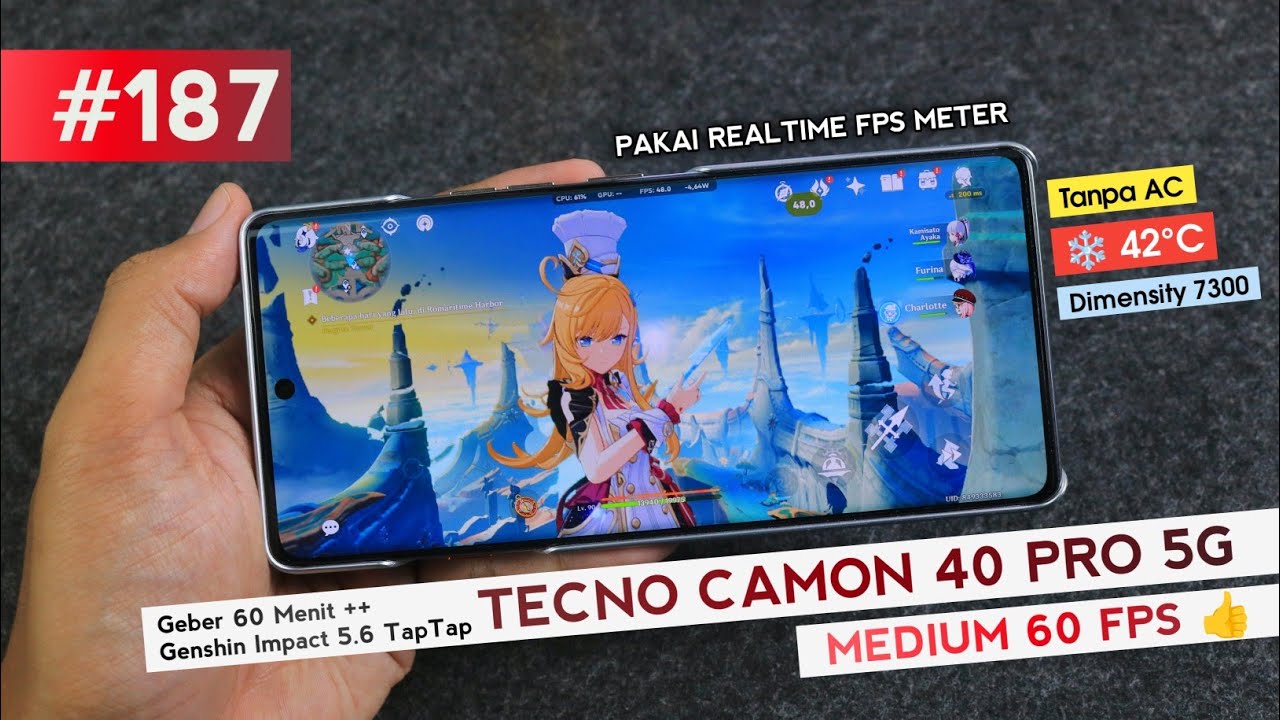 GEBER 1 JAM GENSHIN IMPACT TECNO CAMON 40 PRO 5G MEDIUM 60 FPS!