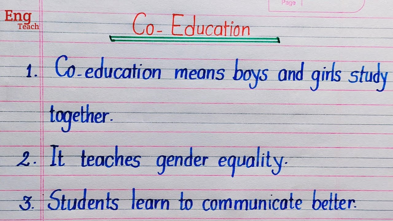 10 lines Essay on Co- education | essay writing | English essay | handwriting | writing | Eng Teach