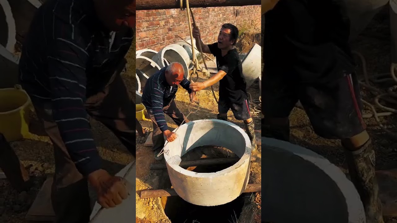 Concrete ring installation process into the well