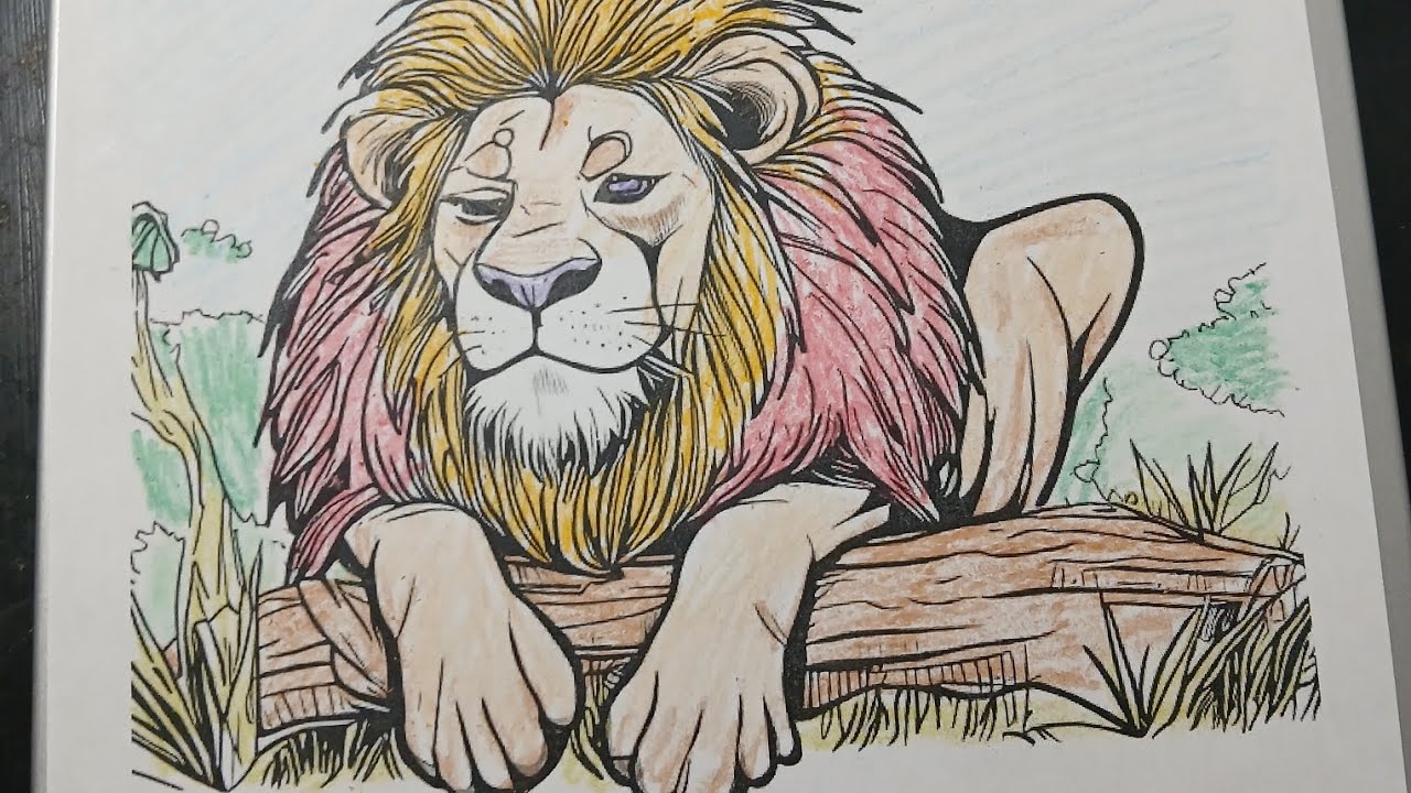 How to color a lion coloring page