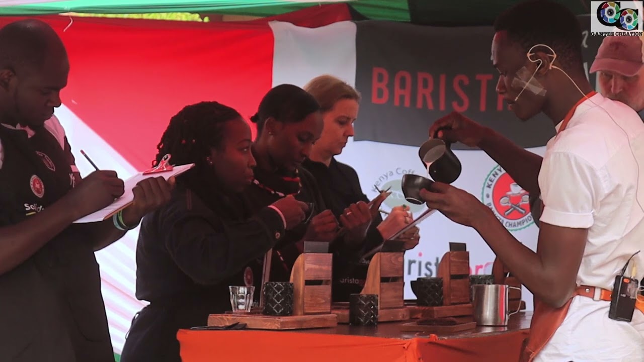 The 2022 Kenya national barista championship at the hub karen, Barista Kennedy final presentation.