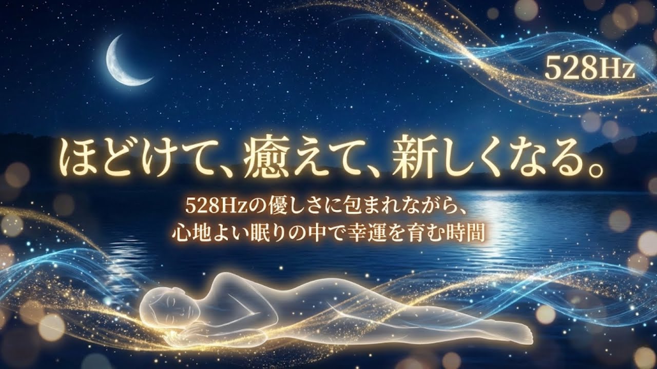 ほどけて、癒えて、新しくなる。528Hzの優しさに包まれながら、心地よい眠りの中で幸運を育む時間