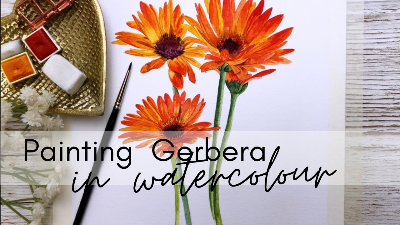 GERBERA DAISIES BOTANICAL PAINTING TUTORIAL