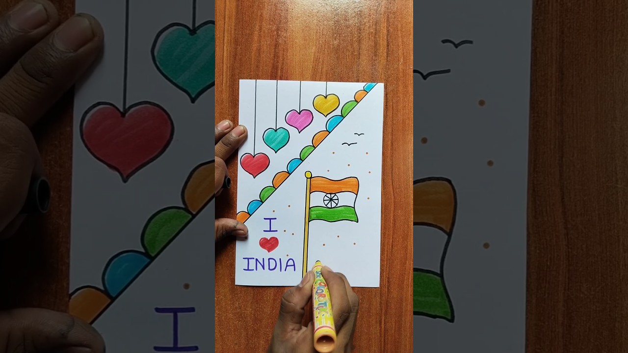 Independence Day Drawing Easy / Indian Flag Drawing 🇮🇳 #shorts #india #flag #15august