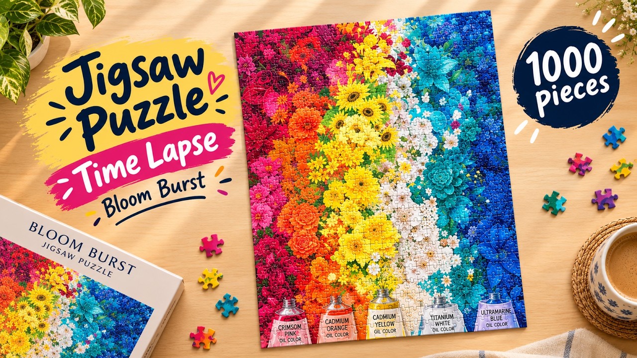 👉 1000 Pieces of Pure Colour! 🌸 | Bloom Burst Jigsaw Puzzle Time Lapse