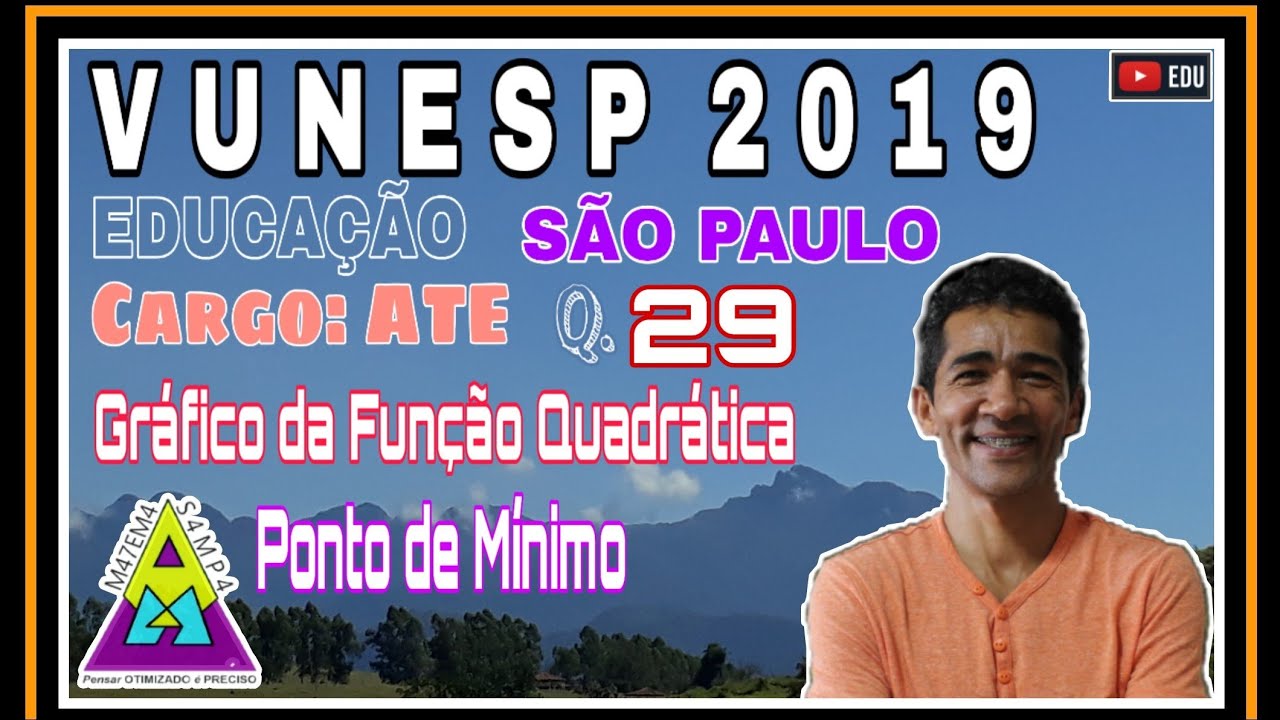 VUNESP-ATE-Q29-GRÁFICO D FUNÇÃO QUADRÁTICA-PONTO DE MÍNIMO