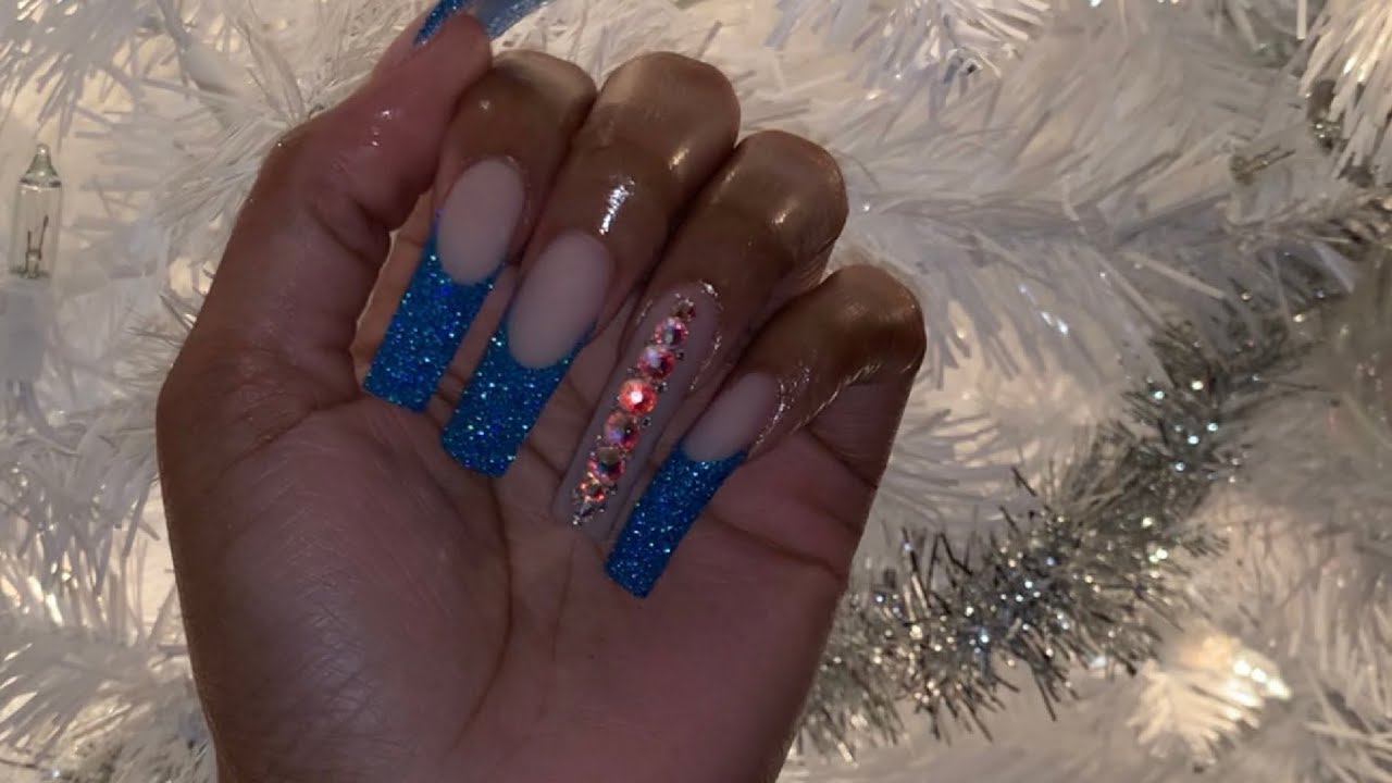 Sugar Effect French Acrylic Nails