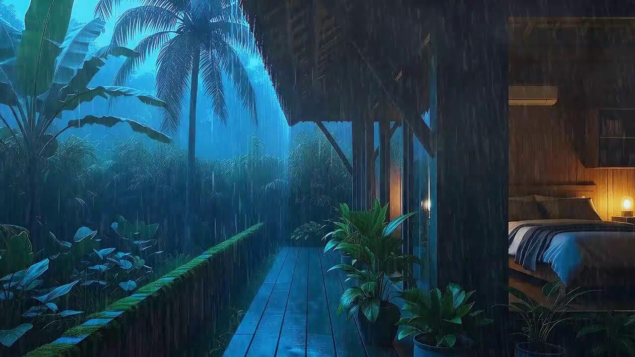 Natural Steady Rain To Sleep Fast In Rainforest Remote Hideaway 🌧️