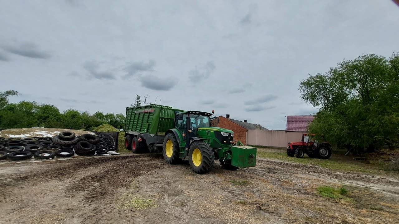 Zbiór trawy i żyta w GR BIAŁEK                        john deere 6140r i fendt Tigo 60 PR D