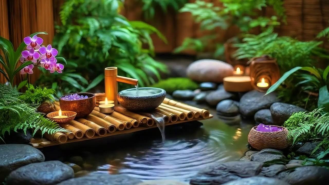 Stress-Free Sleep Music || Soft Piano + Bamboo Water Sounds for Deep Relaxation