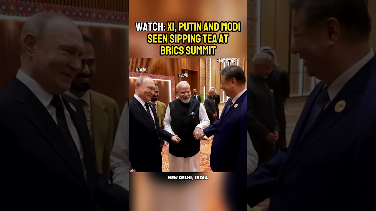 WATCH | Xi, Putin And Modi Seen Sipping Tea At BRICS Summit #xijinping #fyp #putin #modi #china