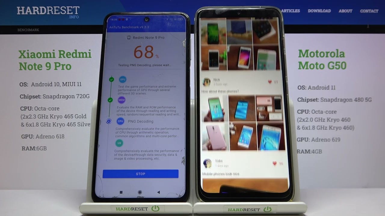 Xiaomi Redmi Note 9 Pro vs Motorola Moto G50 antutu Test | Which phone is better in antutu