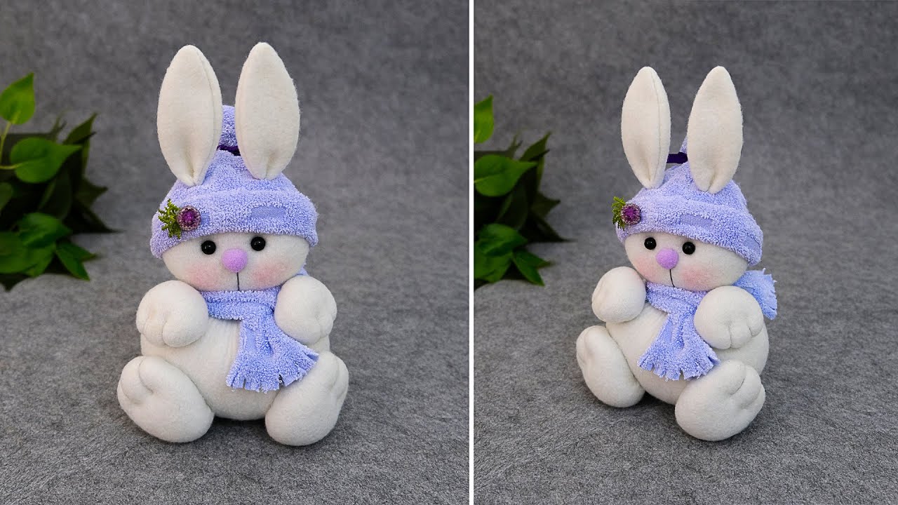 🐰Милый зайчик в шапке❄️Без выкройки, без швейной машинки🎄Символ 2023