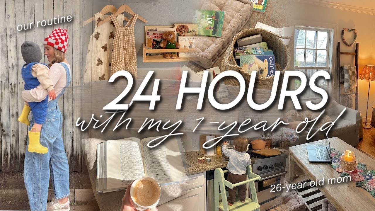 24 HOURS WITH MY 1 YEAR OLD | our everyday rhythms, workout, meals, & mom chats... *realistic day*