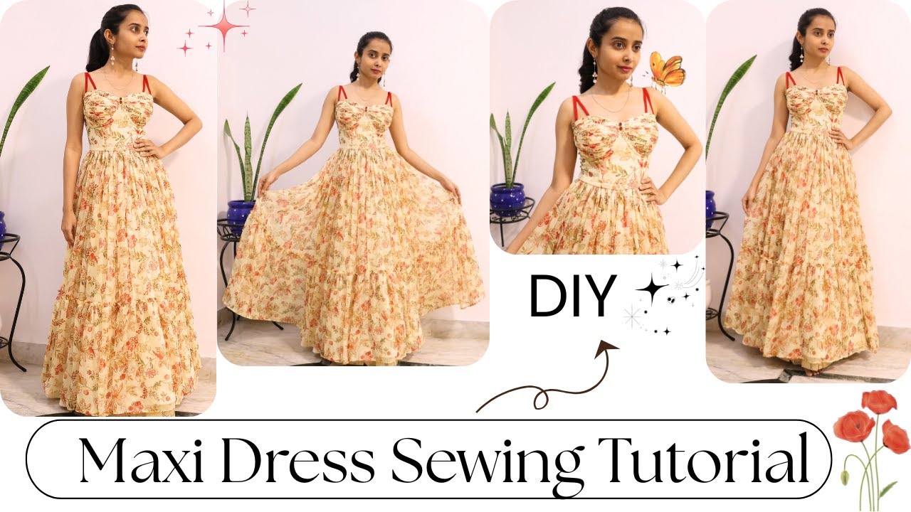 MAXI DRESS CUTTING & STITCHING | 2 tiered maxi dress sewing tutorial.
