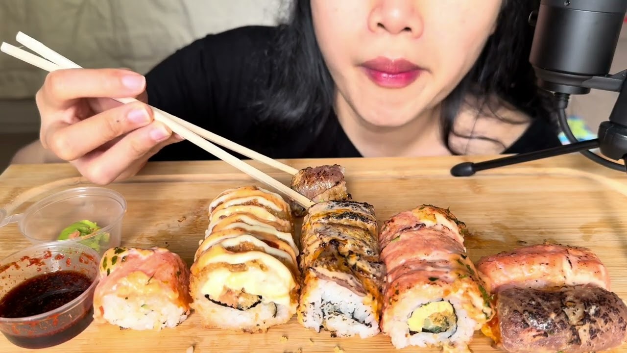 Peaceful Sushi Roll ASMR 🍣 Eating Slowly & Mindfully