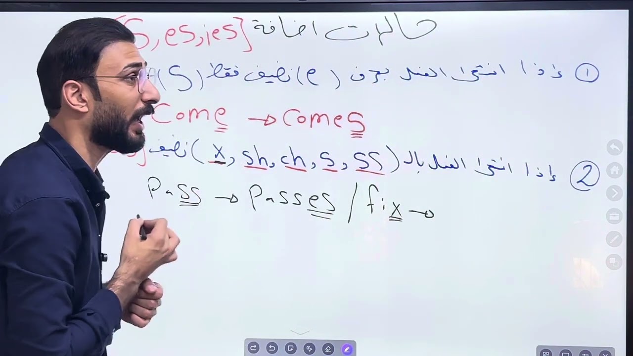 حالات اضافة ( s,es) للاول متوسط
