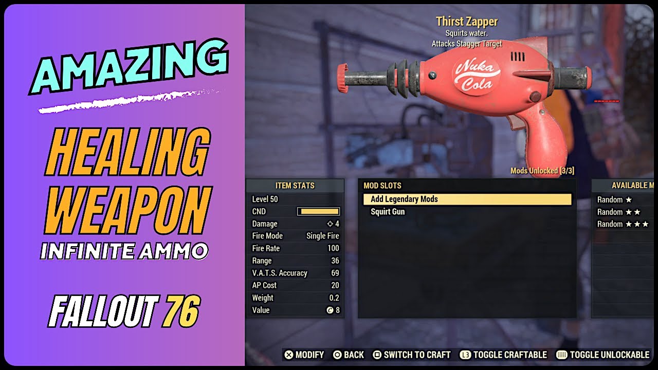 Fallout 76 NEW AMAZING Legendary Weapon (Infinite Ammo + Healing)