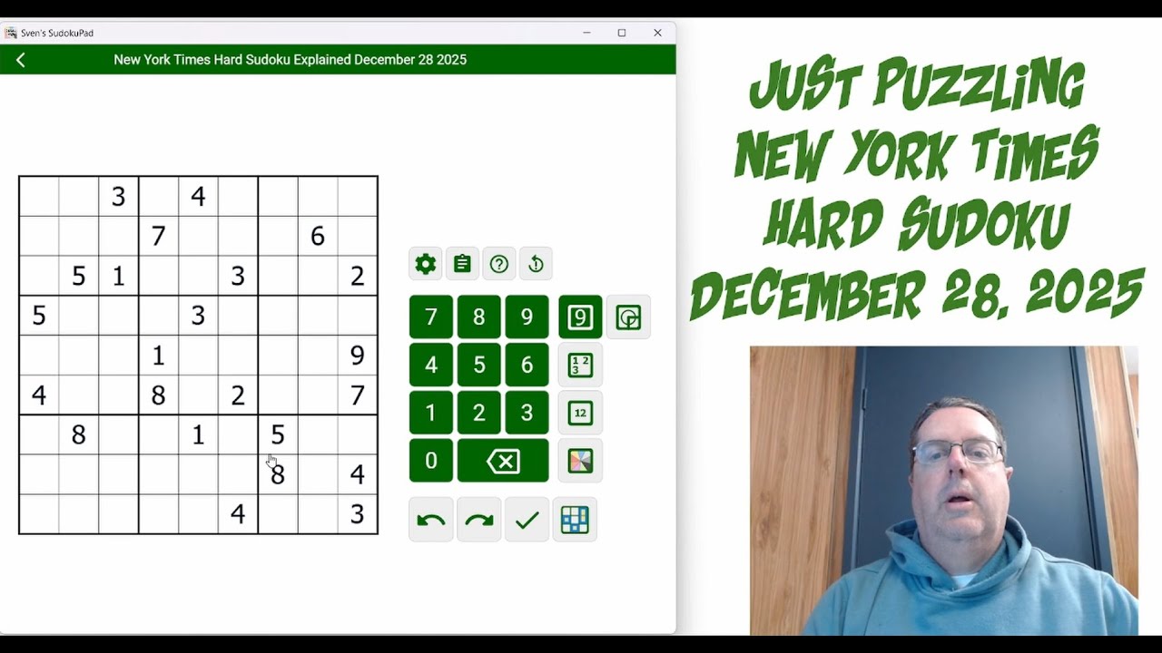New York Times Hard Sudoku December 28 2025