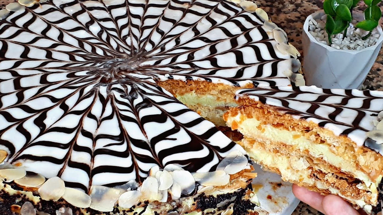 مستحيل تجربيها ومتعاوديهاش🤤 ميلفاي بدون عجين مورق ولا زبدة التوريق بلا طوي ولوي ‼️ mille feuilles