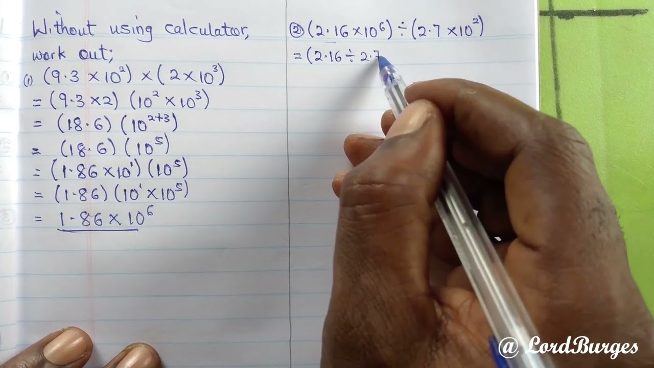 Mathematics lesson 95. (Multiplication and division of values in standard form)