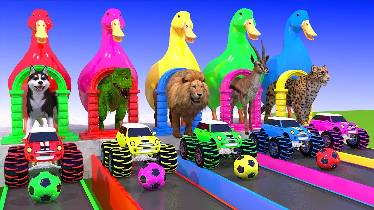 Long Slide Game with Cow Elephant Gorilla Hippopotamus Tiger 3d Animal Game Funny 3d Animals