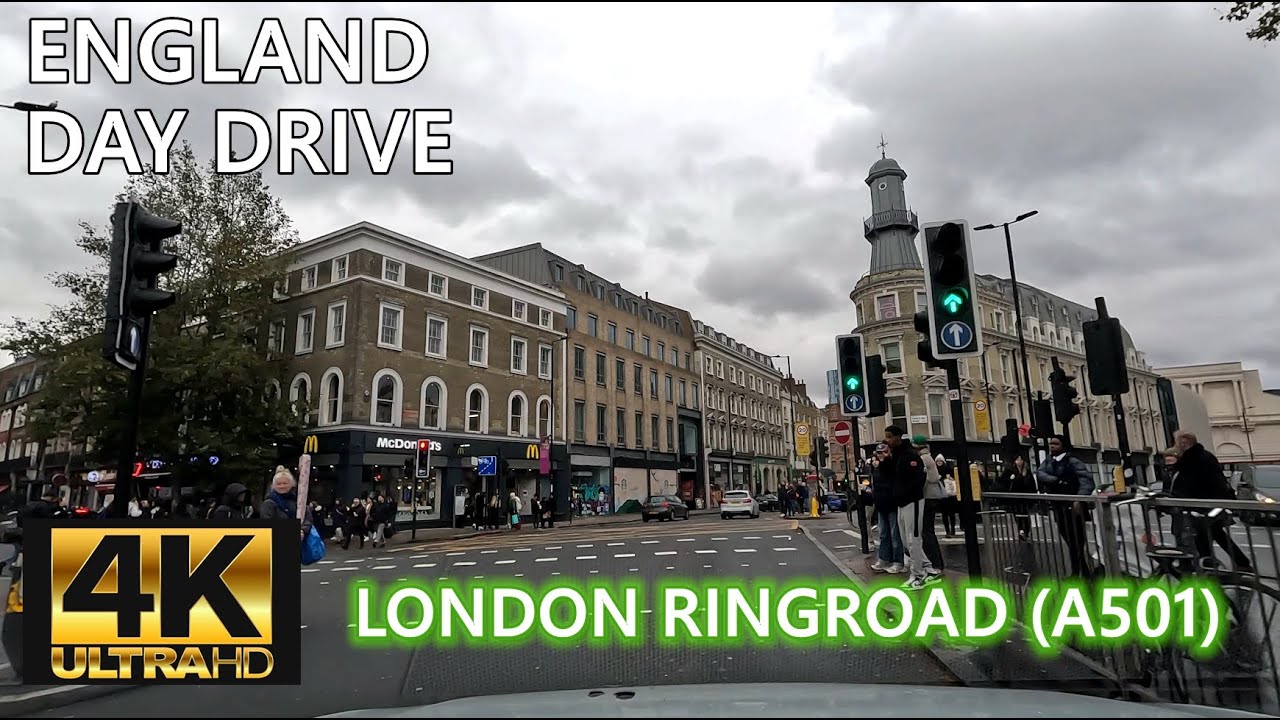 London Inner Ring Road A501 | City Road, Euston Road | England 4K | ASMR | Nov 2023