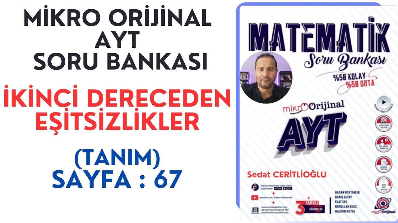 İKİNCİ DERECEDEN EŞİTSİZLİKLER | MİKRO AYT SORU BANKASI SYF: 67 | #orijinalmatematik #mikroorijinal