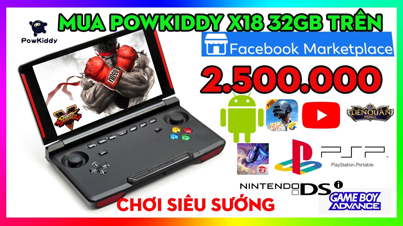 Powkiddy X18 - Máy chơi game Android Màn to đẹp, chơi PUPG, Liên quân... 2.500.000 VNĐ