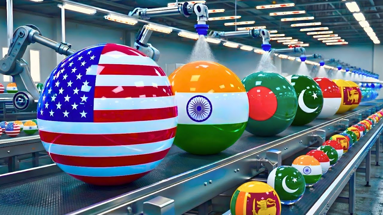 Inside a Modern Glass Factory: Asian Flags Sealed Inside Perfect Glass Marbles (Full Process)