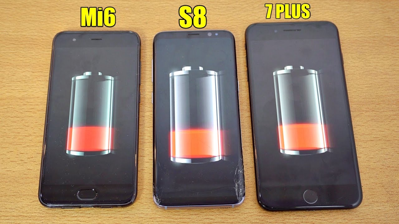 Xiaomi Mi6 vs Galaxy S8 vs iPhone 7 Plus - Battery Drain Test! (4K)