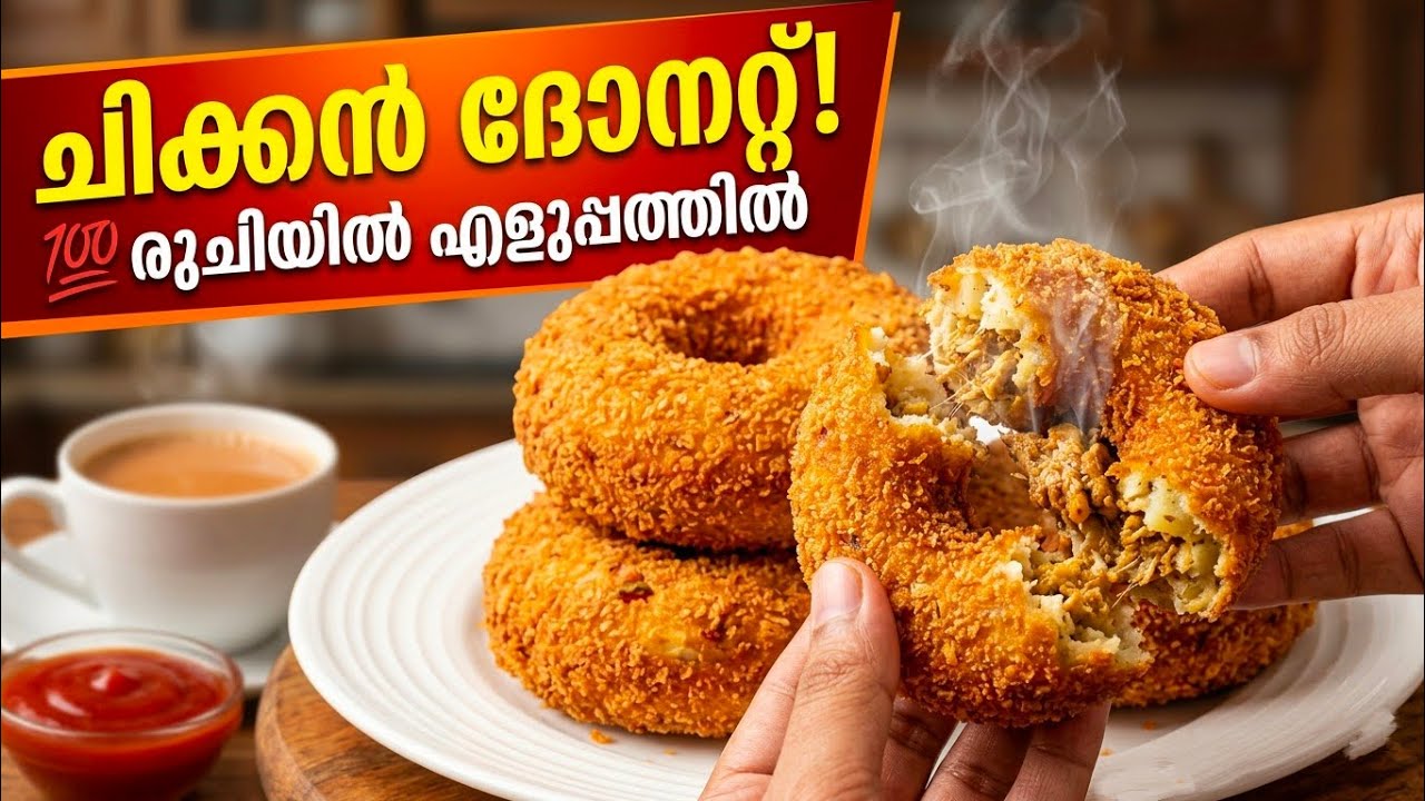 ചിക്കൻ കൊണ്ട് ഇത്രയും രുചിയിൽ ഒരു ചായക്കടി 💯|How to make Crispy Chicken Donut ||shabuskitchen 