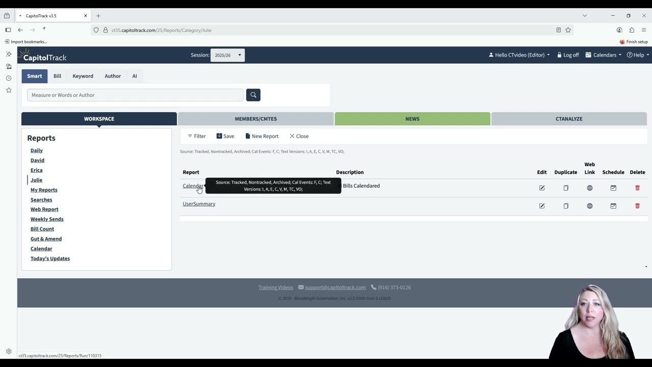 Changing the Calendar View