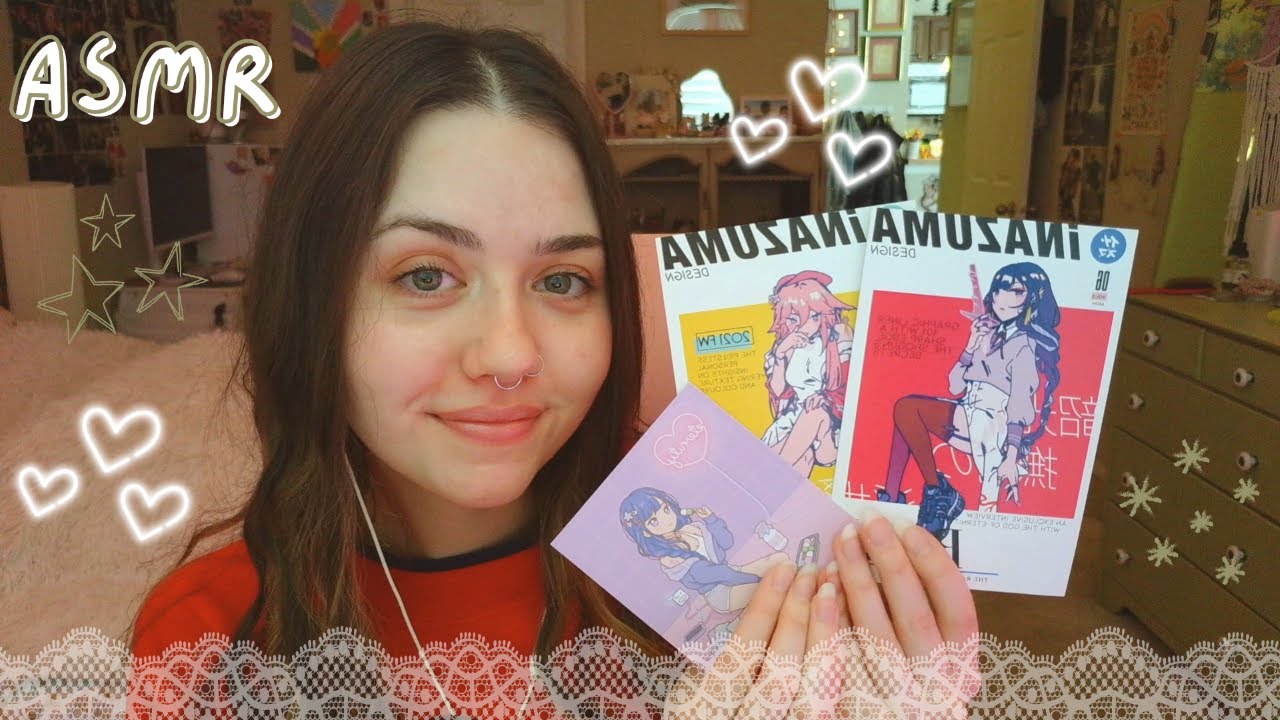 ASMR | showing you some art prints! (genshin prints, whispers, over explaining, tracing) ♡
