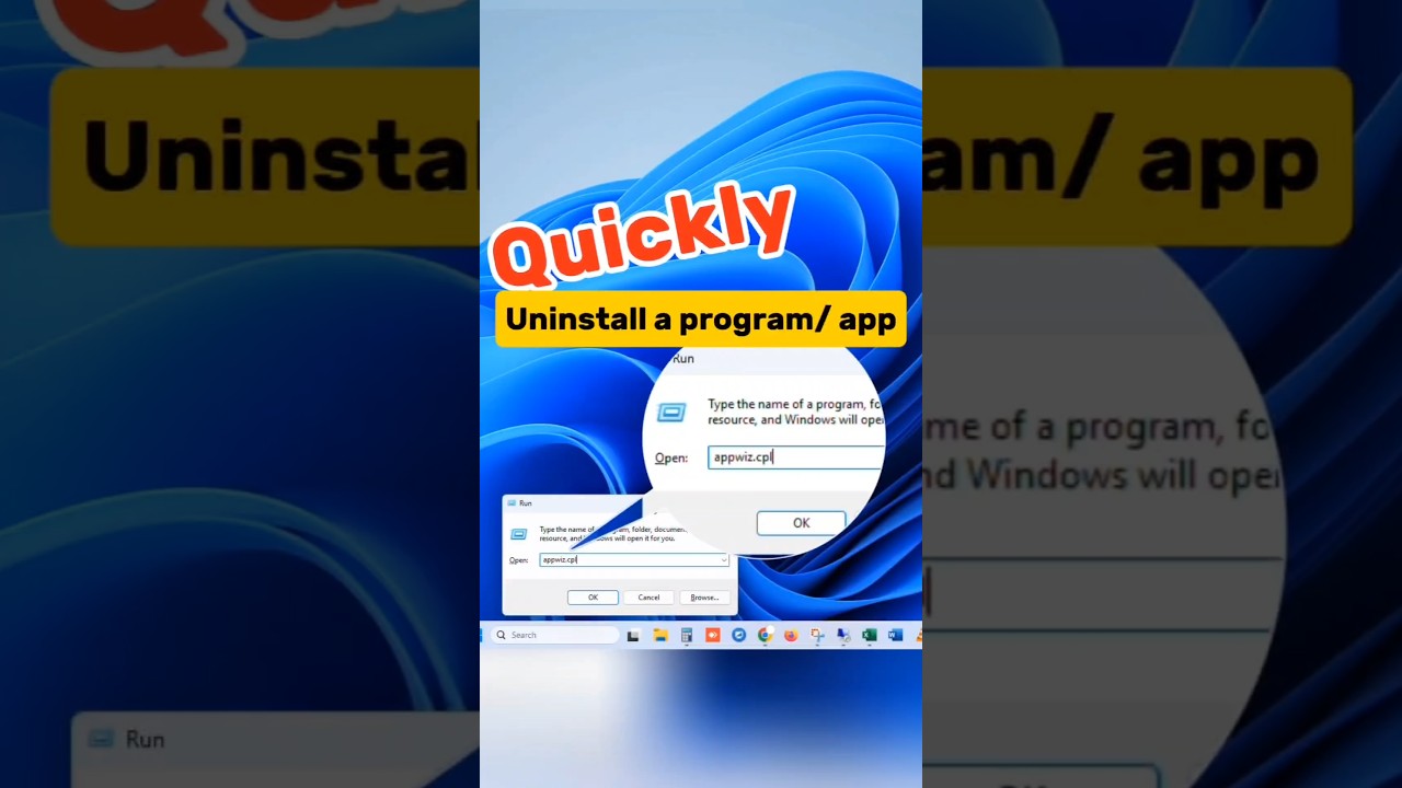 Quickly Uninstall a Program or App. #windows11 #windowsruncommand