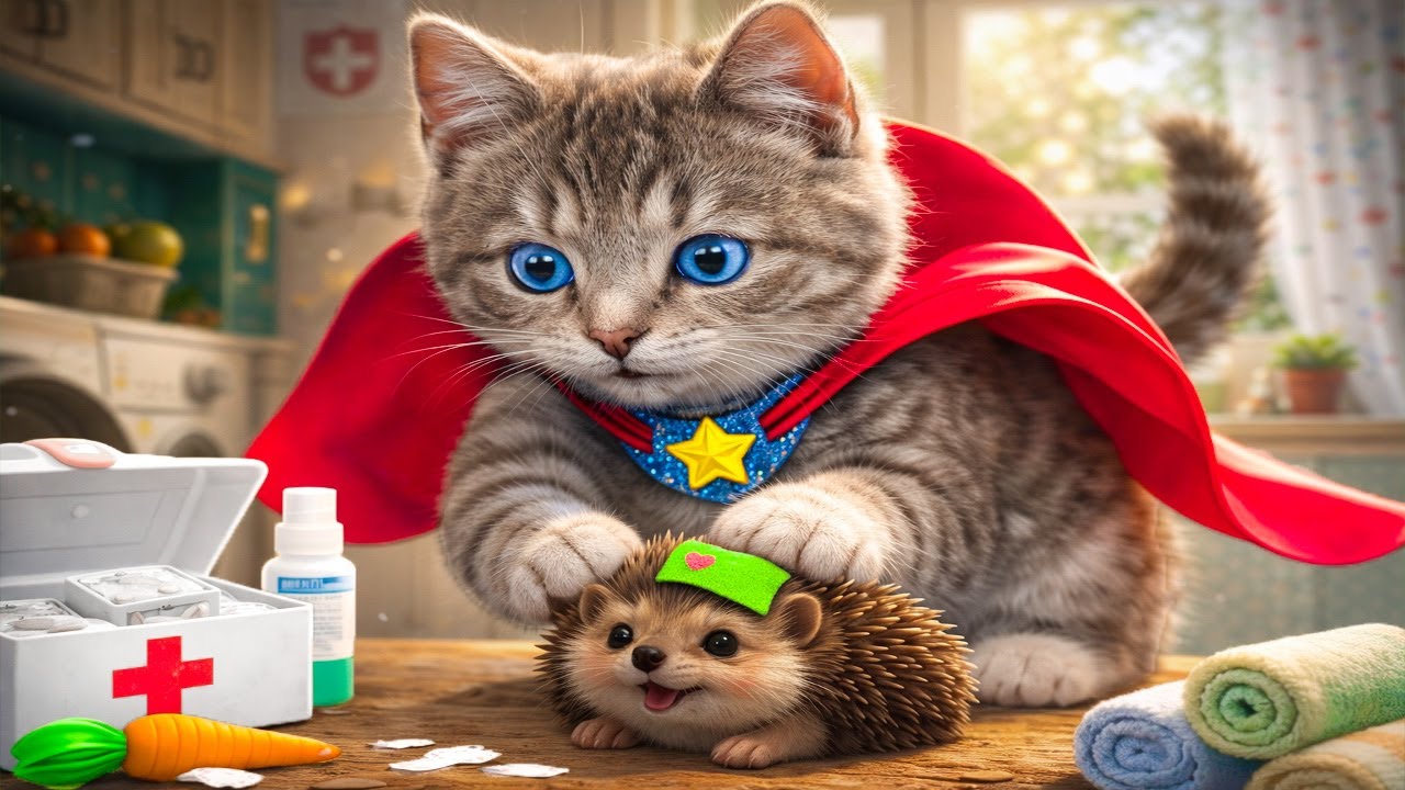 Super Kitten Saves Animals 🐱🦔 Cute Animal Story for Kids