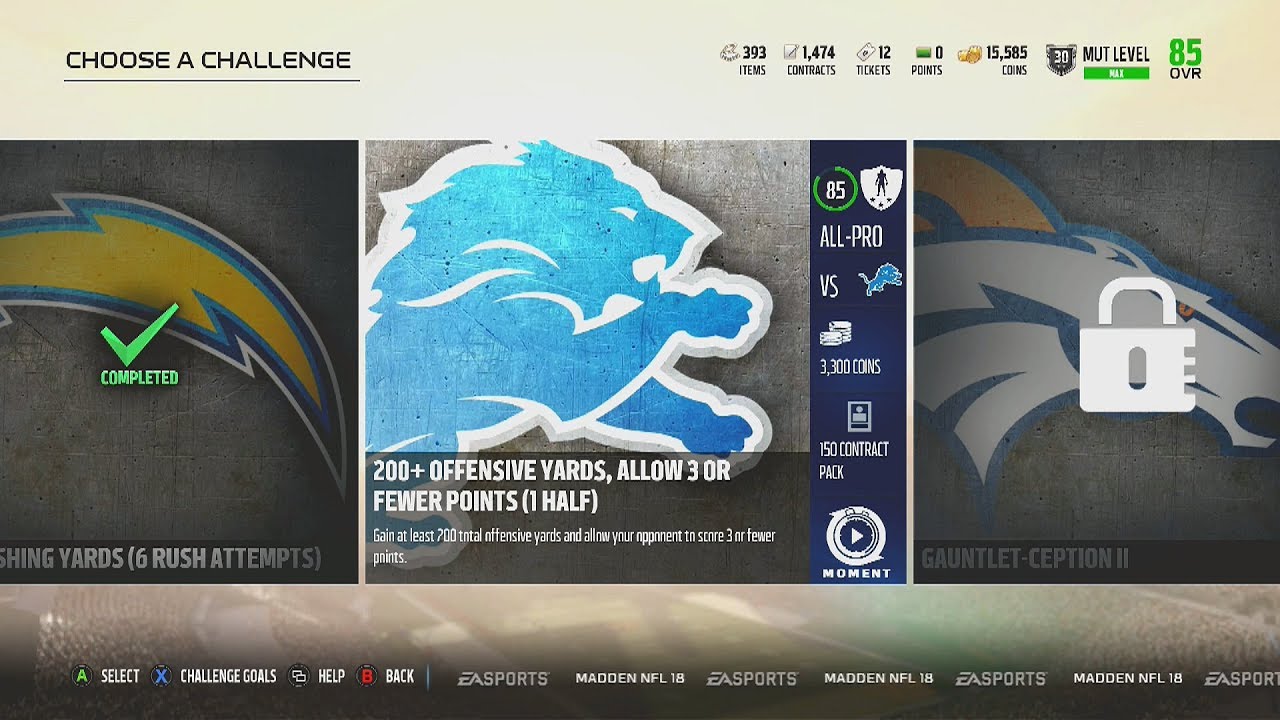 Madden NFL 18 | Gauntlet | Legend Challenge #29 | 200+ Offensive Yards (1 Half)