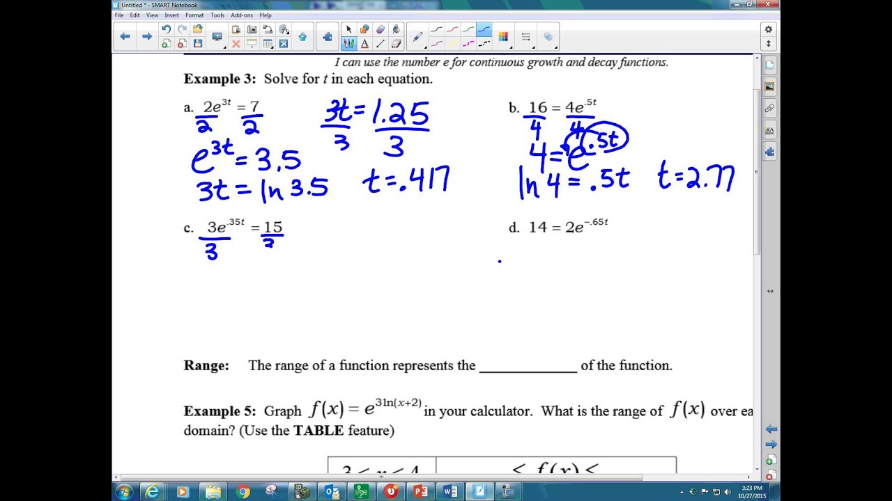 Notes 4G Solving with ln