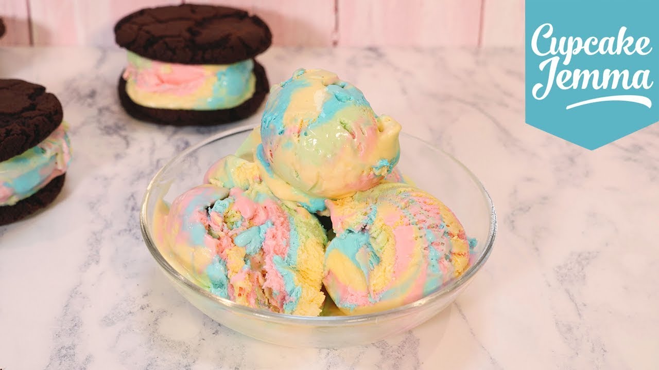 Easy No-Churn RAINBOW Ice Cream Sandwich Recipe & Tutorial | Cupcake Jemma
