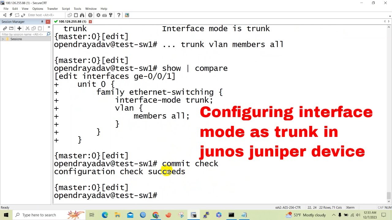 How To Configure The Interface In Juniper Device As Trunk Mode | Technical Hakim