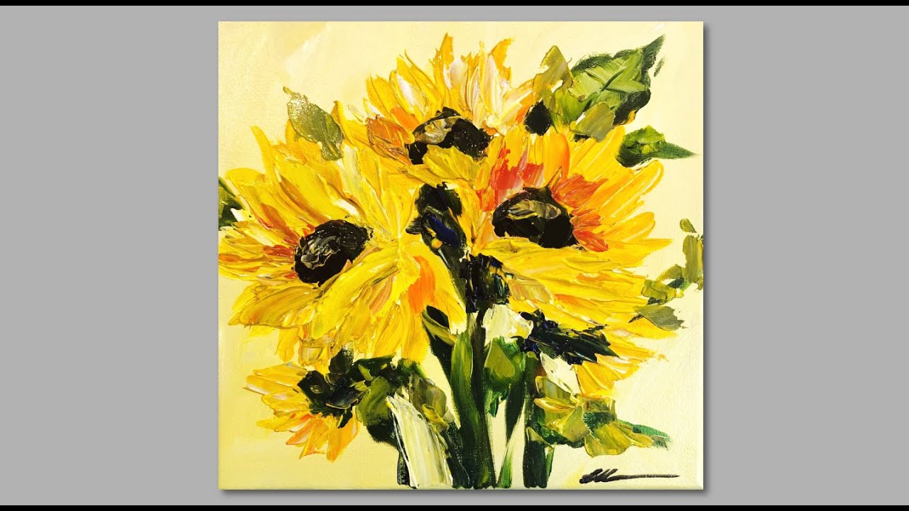 Abstract 🌻Sunflower Acrylic Painting/ Palette Knife