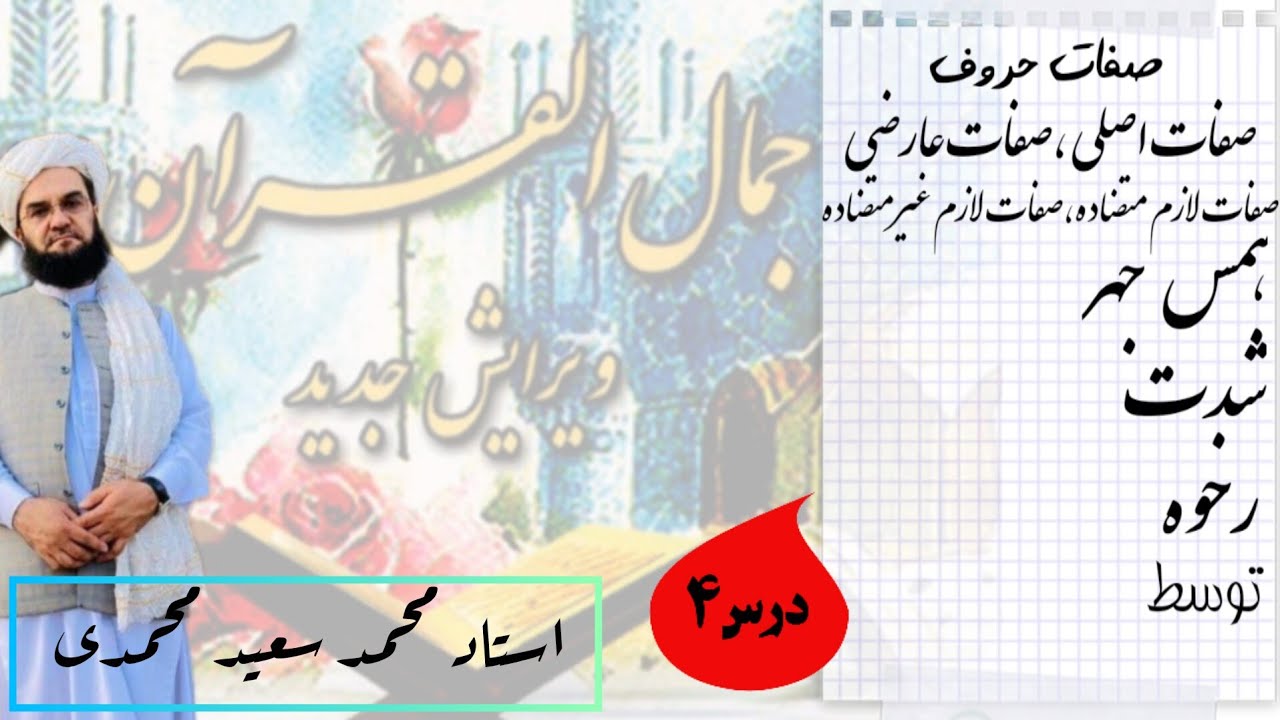 درس۴تجویدصفات حروف ،صفات اصلی،صفات عارضی،صفات لازم متضاده،صفات لازم غیرمتضاده،همس،جهر،شدت،رخوه،توسط