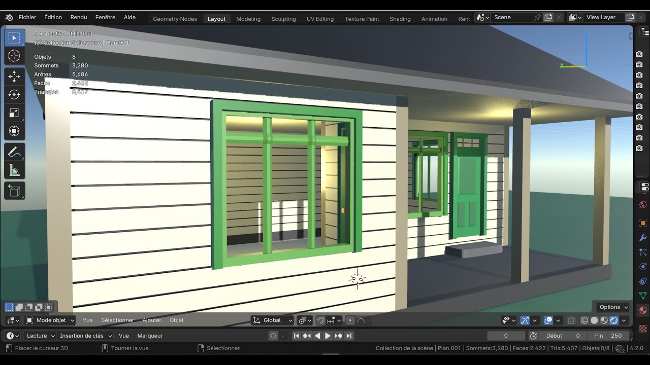 Maison 3d sur plan blender 3D n°3
